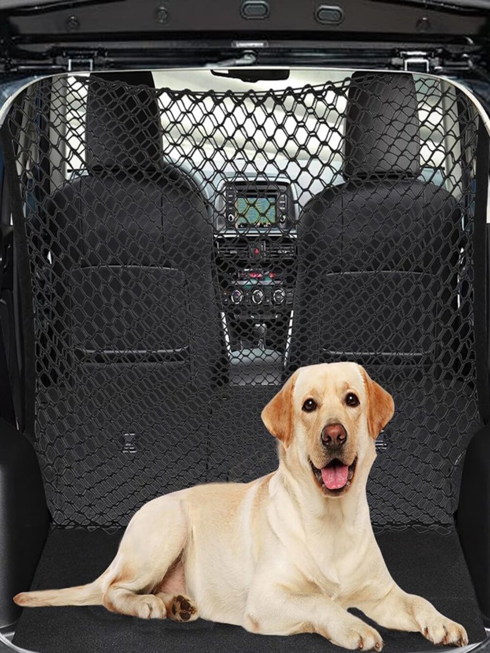 Dog Car Barrier, Car Pet Safety Net, 47x35”Auto Mesh, Adjustable Cargo Net